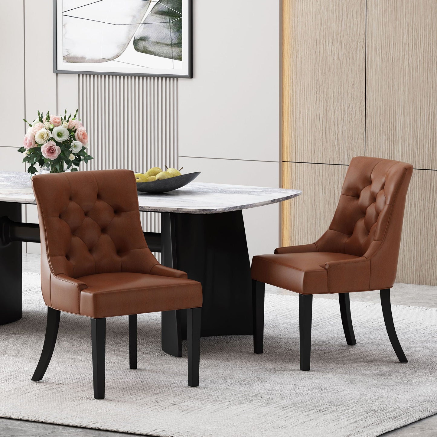 Cheney Contemporary Dining Chair Tufted Upholstery (Set of 2)