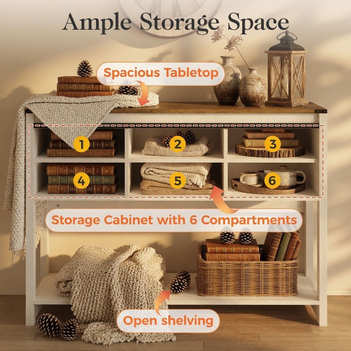 Entryway Table With Sliding Barn Door Storage - White / Oak