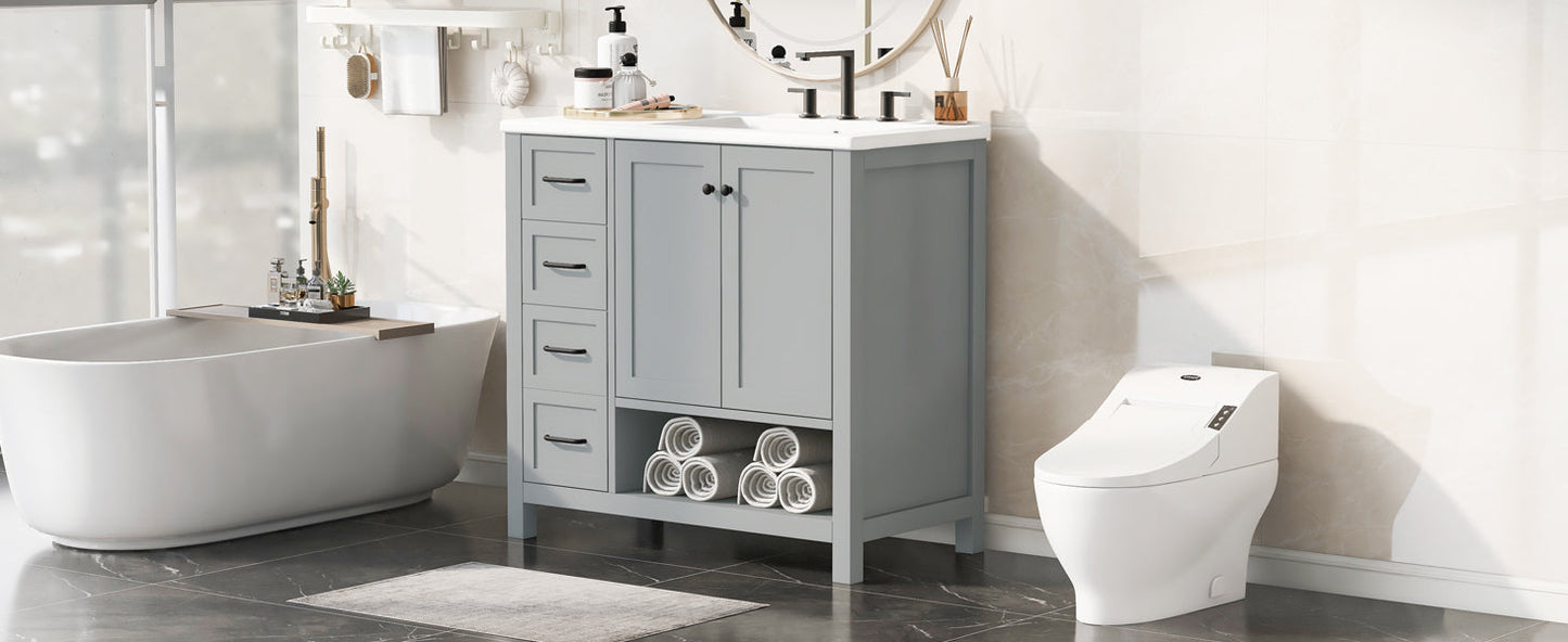 36" Bathroom Vanity with Sink Top and Storage Cabinet