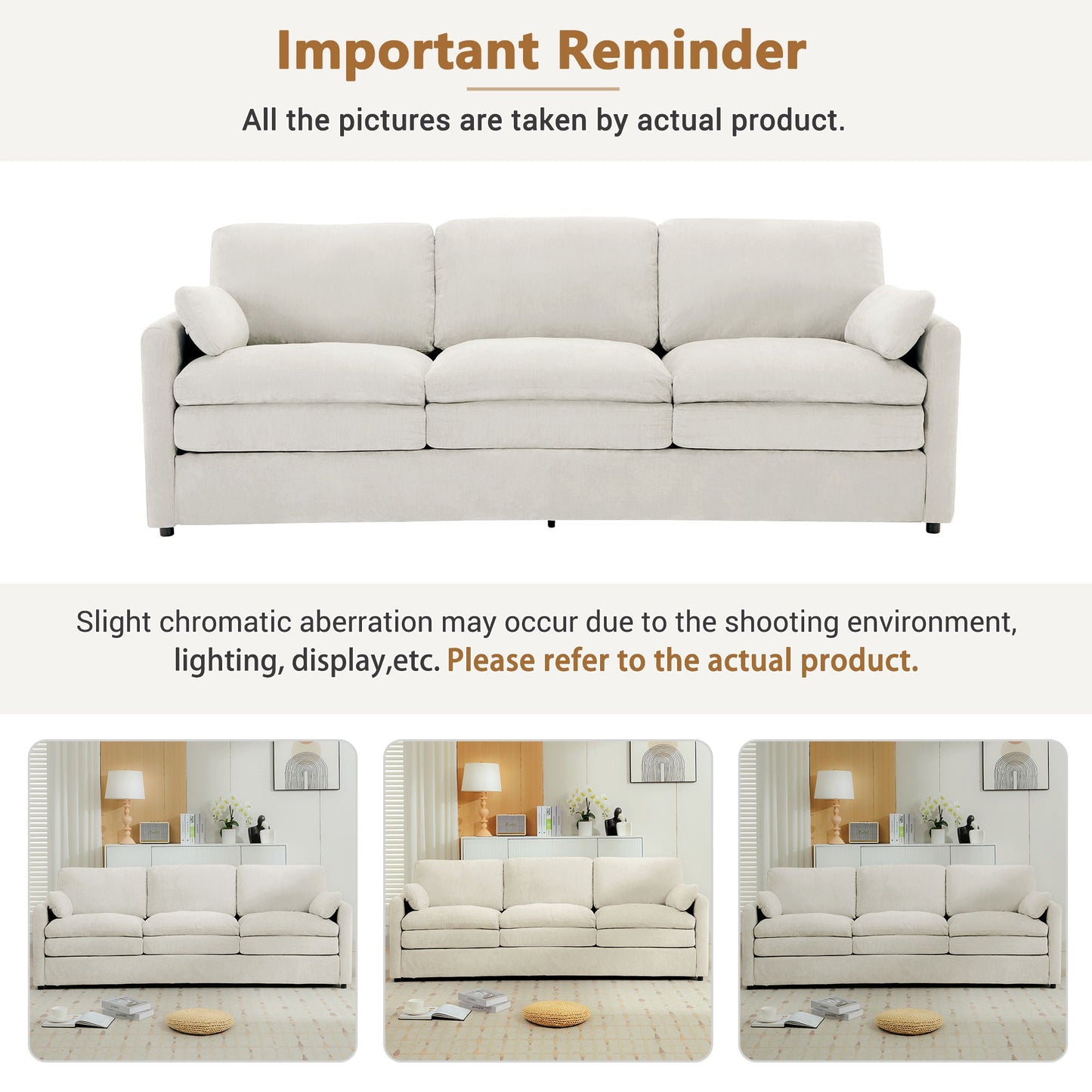 Cozy Upholstered 3 Seater Sofa Cushion For Living Room