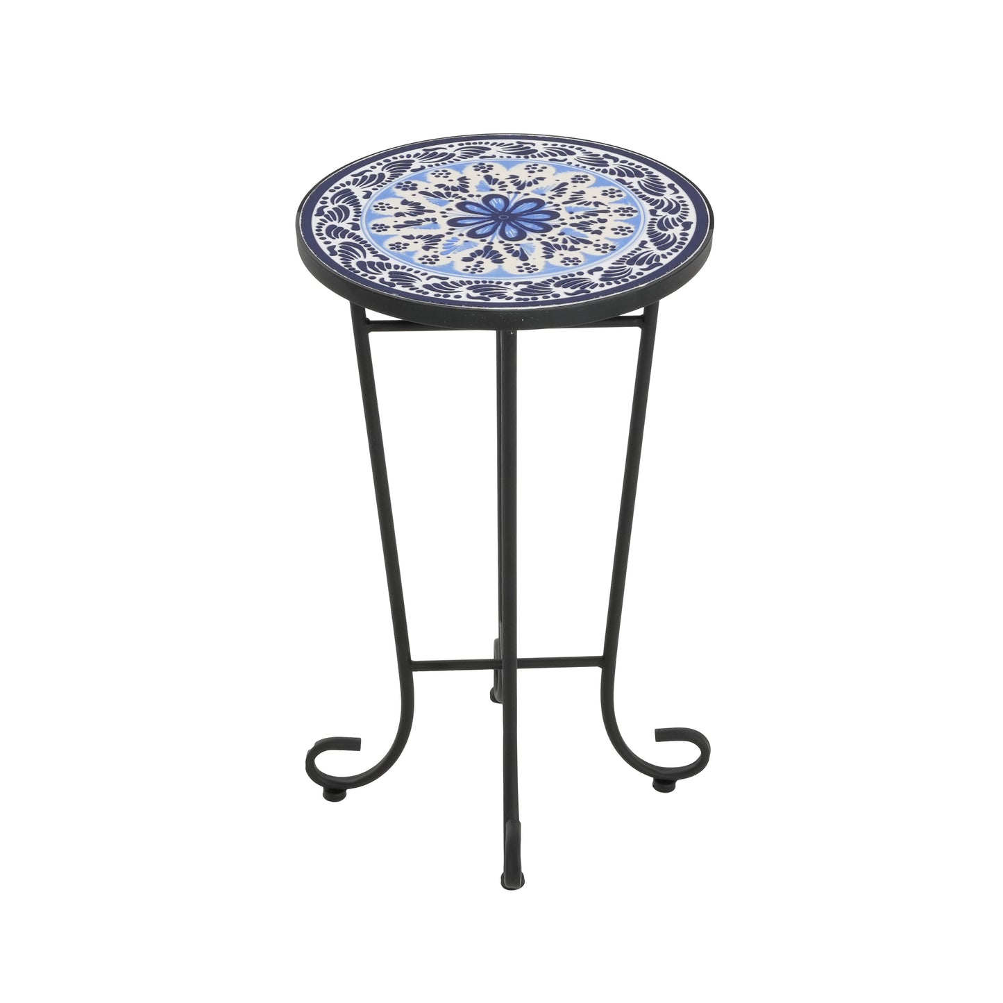 Patio Side Table, Blue+Black