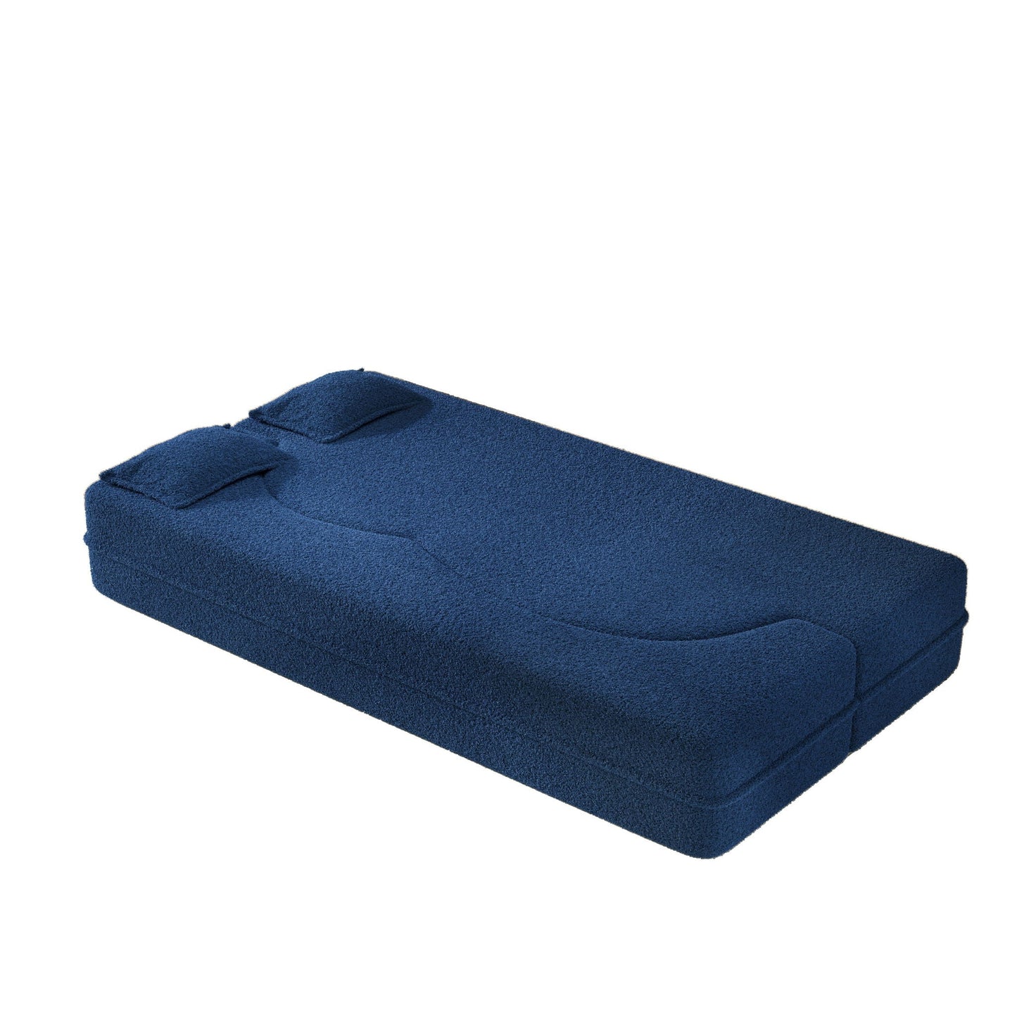 Modern Floor Sleeper Sofa Bed With 2 Pillows, Convertible Twin Size Folding Mattress For Living Room