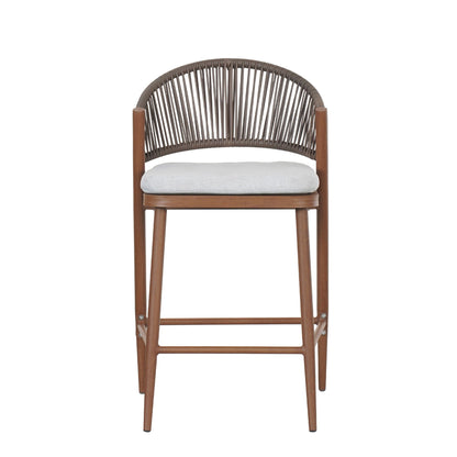 Outdoor 26" Counter Height Metal Frame Counter Stools With Scallop Shaped Backrest & Water Resistant Cushions