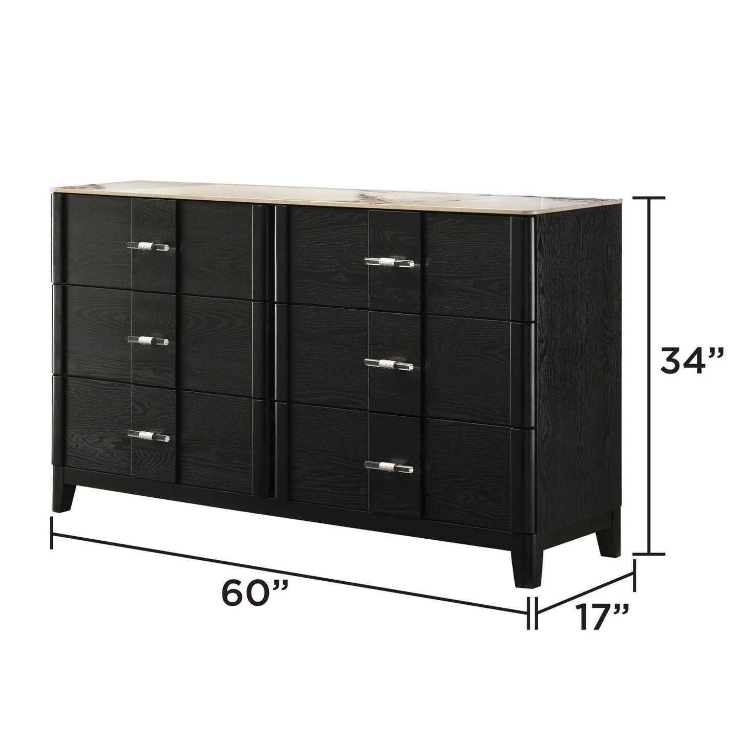Opel - 6 Drawer Dresser - Black