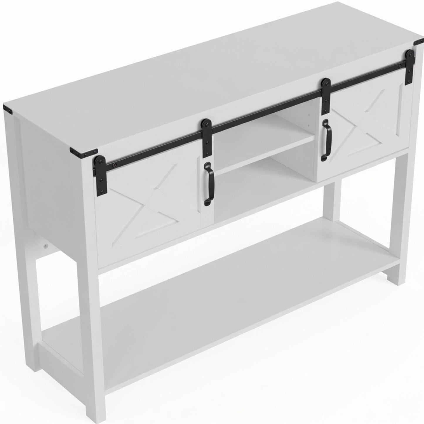 Farmhouse Entryway Table With Sliding Barn Door