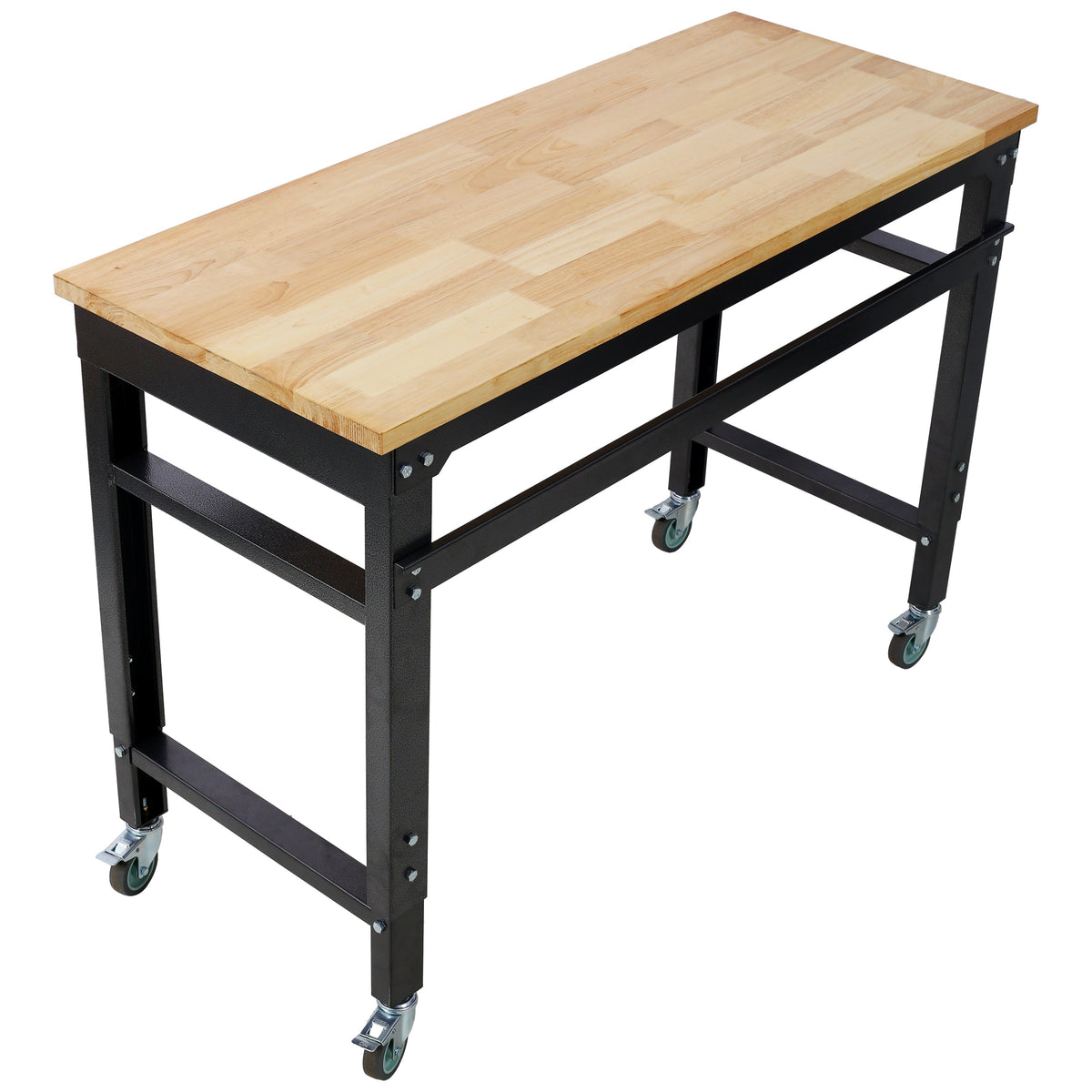48" Wide Rolling Workbench with Adjustable Height - Dark Gray, Wood