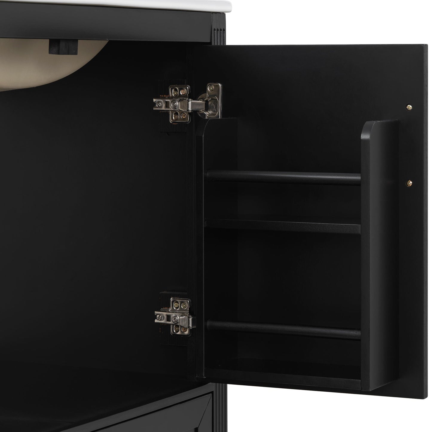 Elegant Fluted Bathroom Vanity With Sink, Soft Close Doors & Drawer