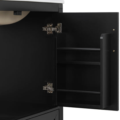 Elegant Fluted Bathroom Vanity With Sink, Soft Close Doors & Drawer