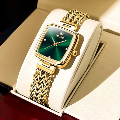 Women's Gold-Tone Rectangular Bracelet Watch