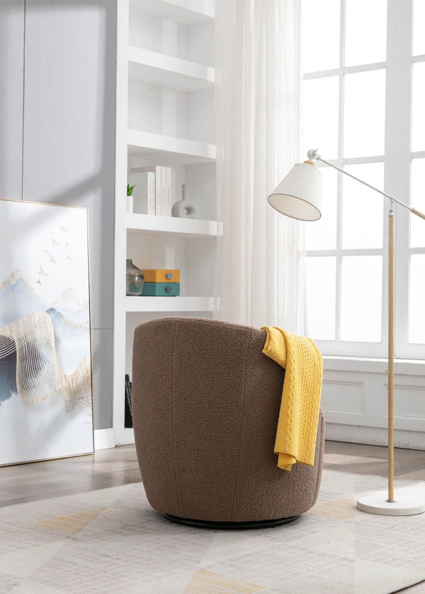 Teddy Fabric Swivel Accent Armchair Barrel Chair