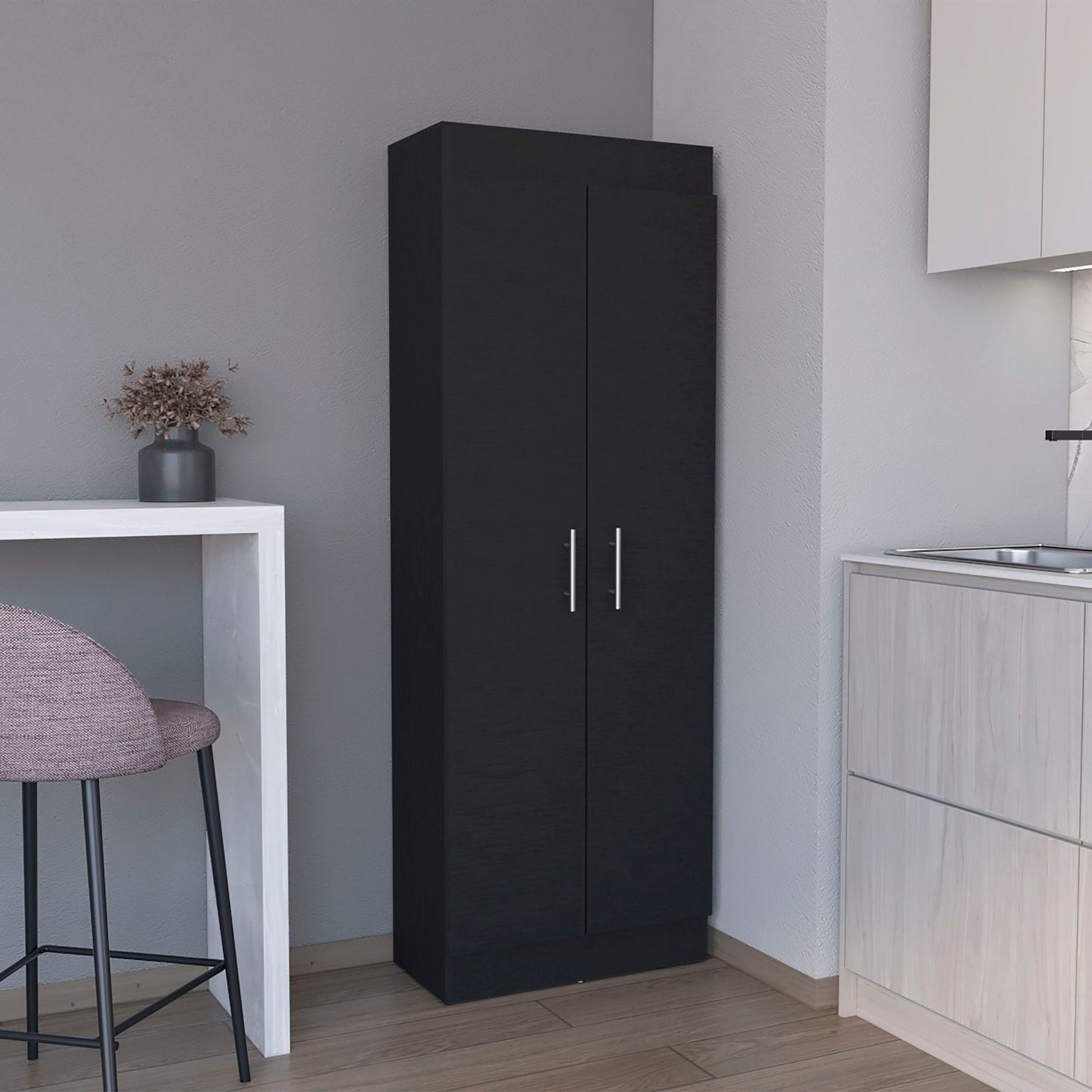 Clinton - Pantry Cabinet Kitchen Storage - Black