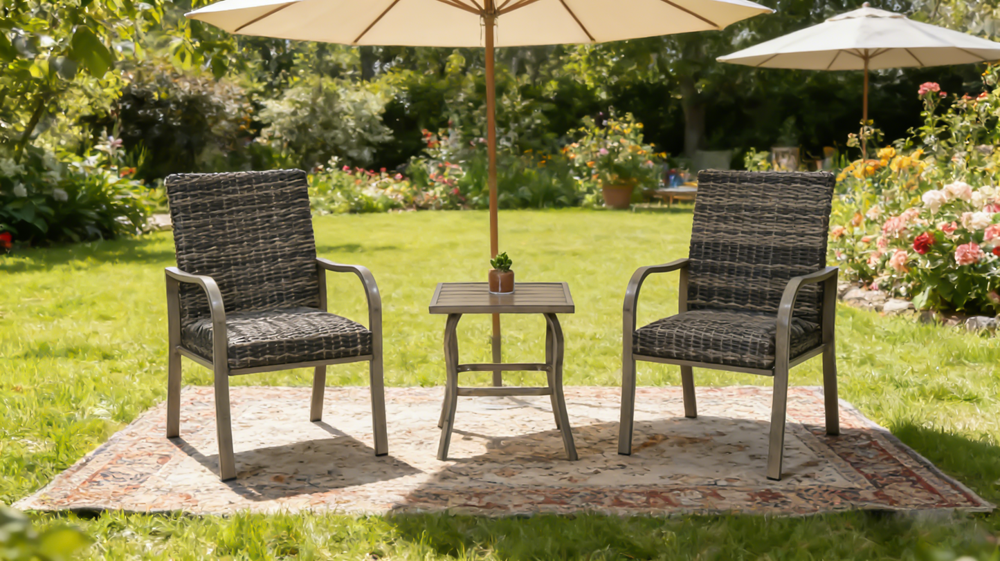 2PC Outdoor Dining Chair with Hand-Painted Frame and Water-Washed Cotton Seat