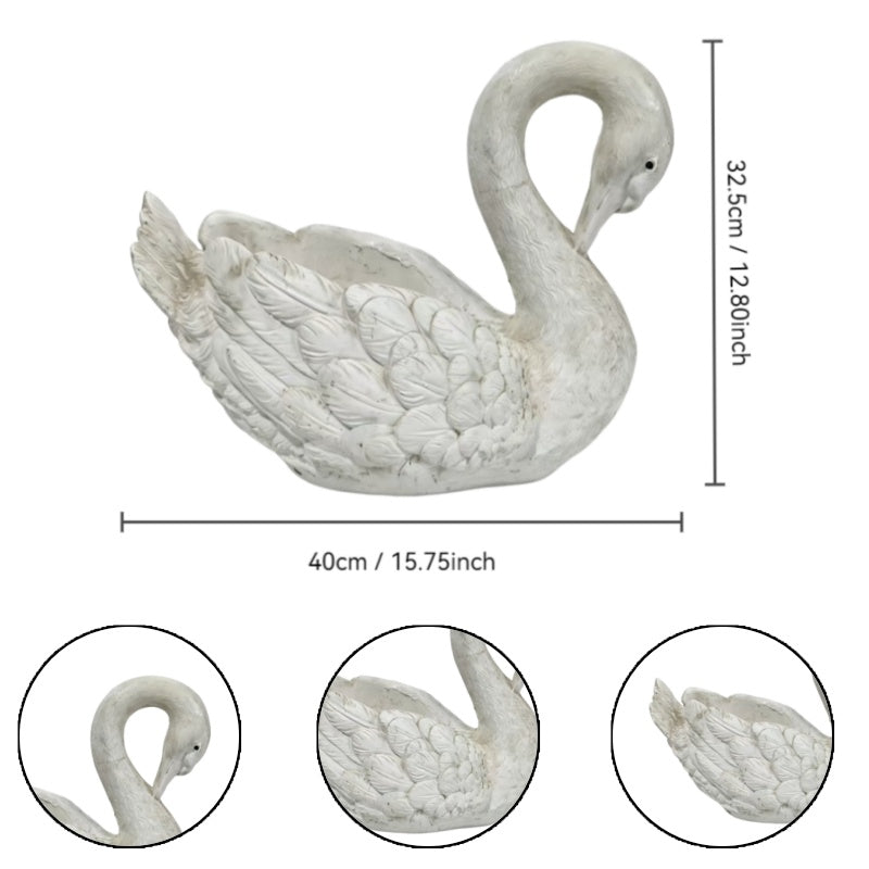 12.8'' Tall Vintage Swan Statue Planter