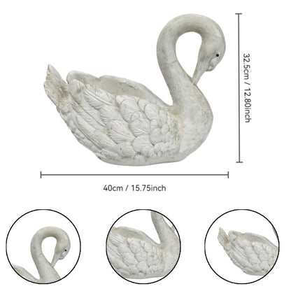 12.8'' Tall Vintage Swan Statue Planter
