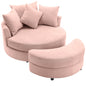 360° Swivel Accent Barrel Chair With Storage Ottoman & 4 Pillows, Modern Leisure Chair Round Accent For Living Room