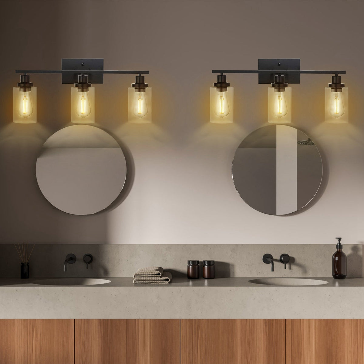 3 Light Wall Sconce Lighting with Clear Glass Shade Bathroom Vanity Lamp Fixture Modern Mounted Light for Porch Mirror Living Room Bedroom Hallway