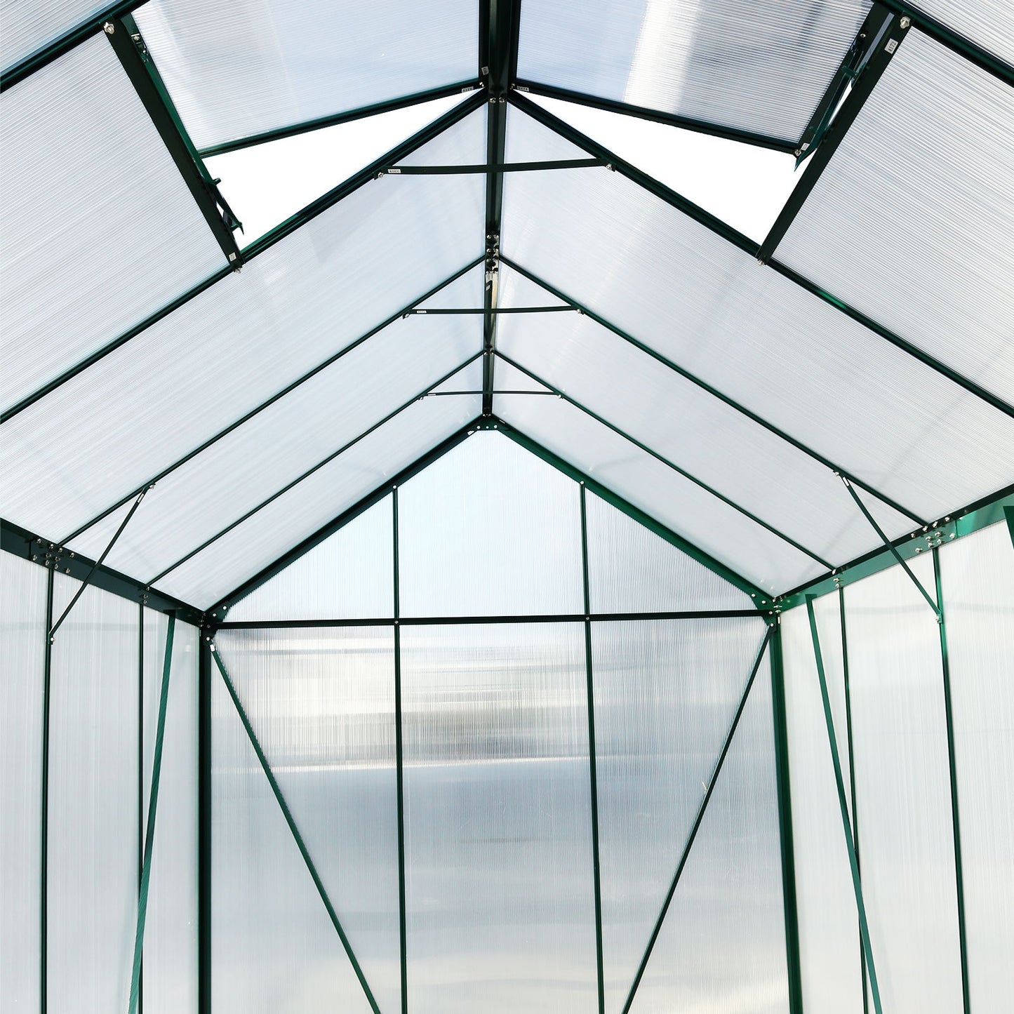 Polycarbonate house, Heavy Duty Outdoor Aluminum Walk-In House Kit With Rain Gutter, Vent And Door For Backyard Garden