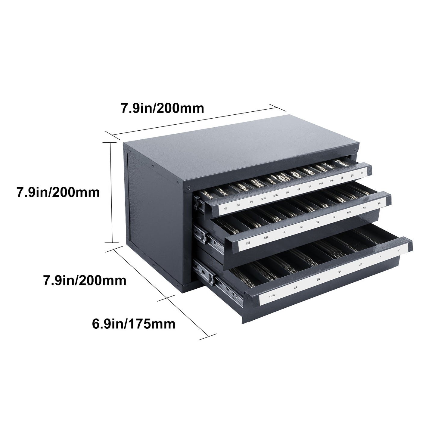 End Mill Dispenser Cabinet, Three-Drawer Organizer for End Mill Storage