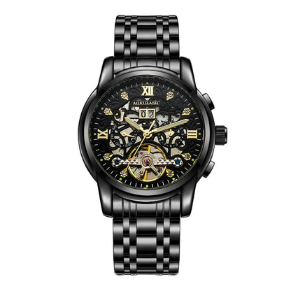 New Mens Large-rotor Skeleton Automatic Mechanical Watch