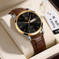 Men's Minimalist Watch With A Dual-calendar Leather Strap