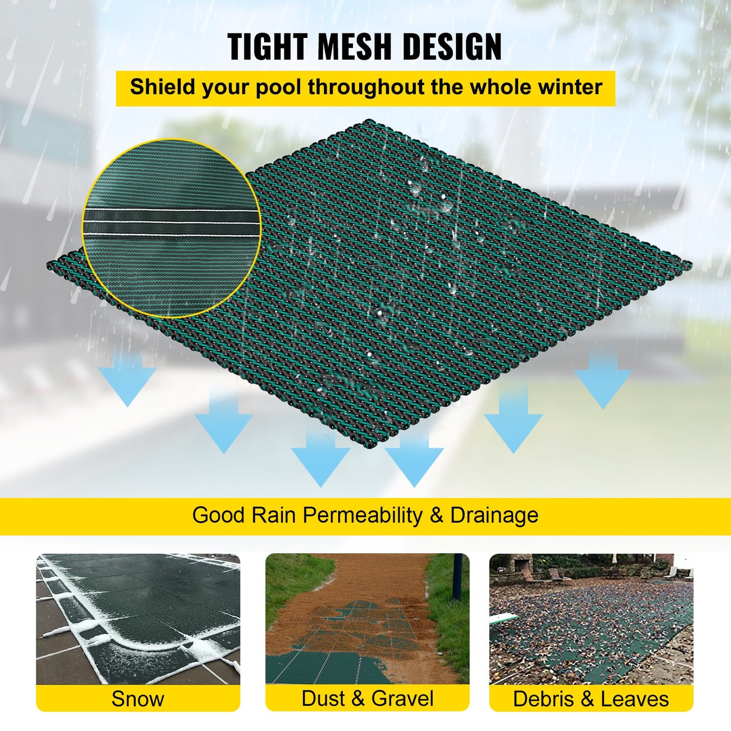 Pool Safety Cover 16x40 Ft, Inground Rectangle Cover