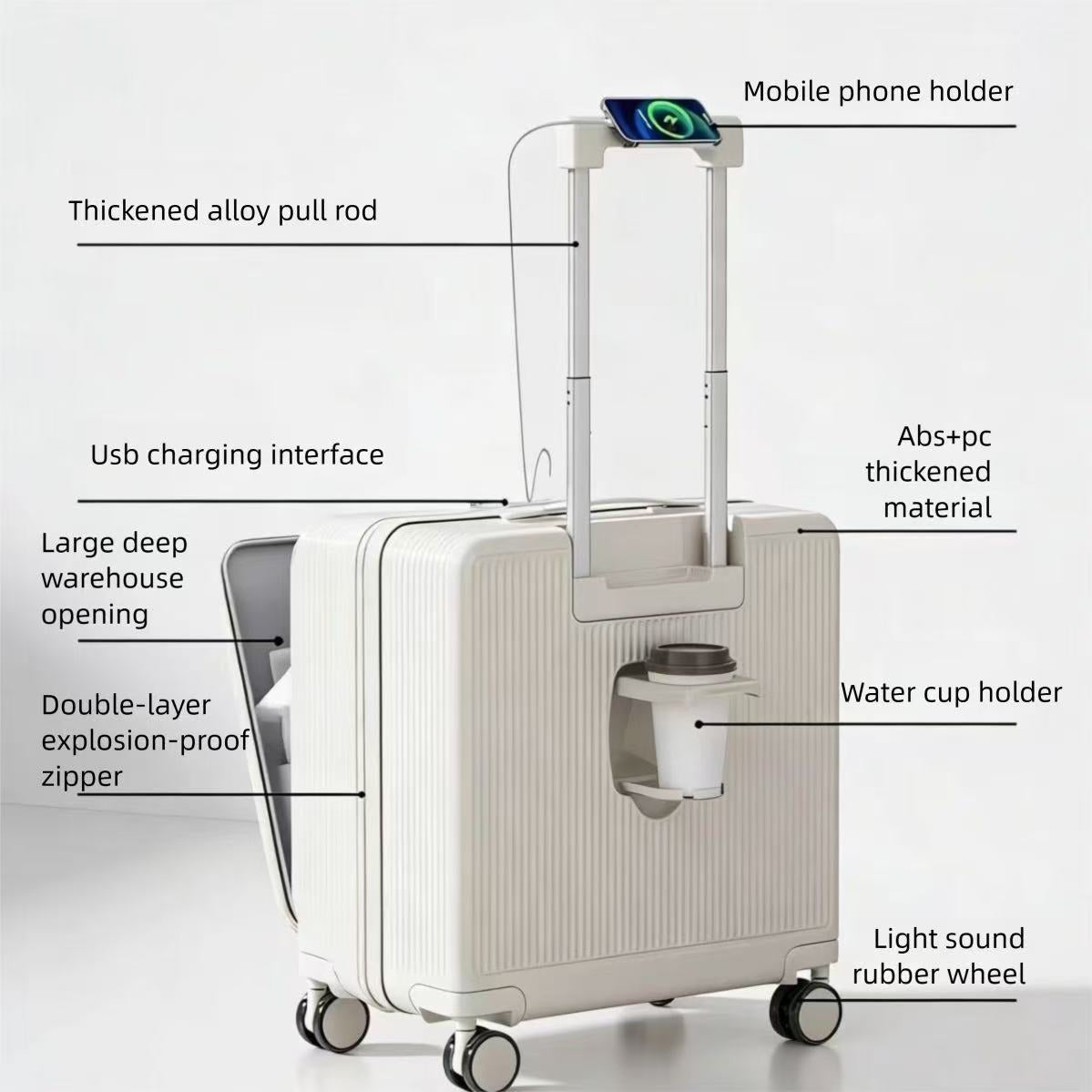 Side Opening Small Luggage Compartment, 20 Inch Compact Wheeled Travel Bag, Suitable For Carrying Around, Lightweight And Practical