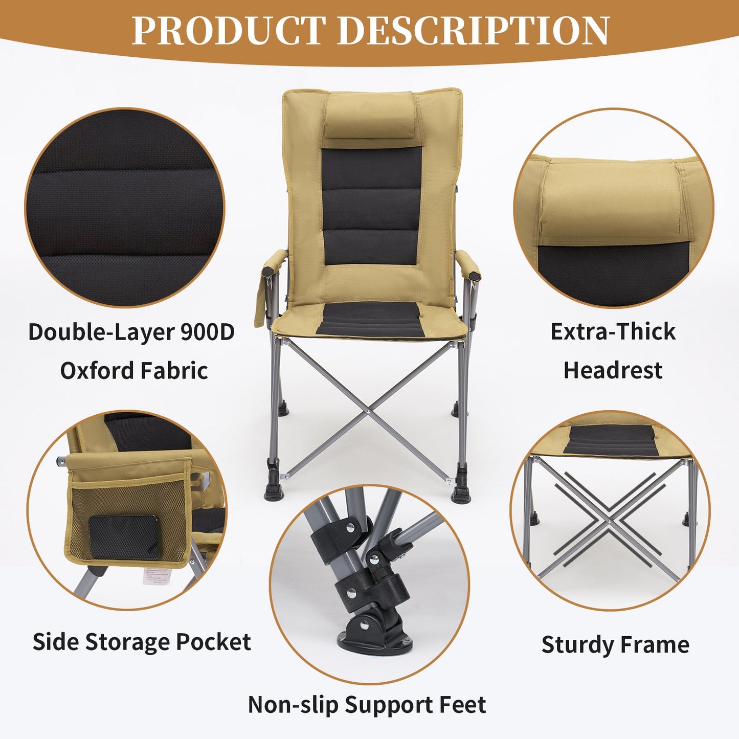 5-Position Adjustable Reclining Camping Chair