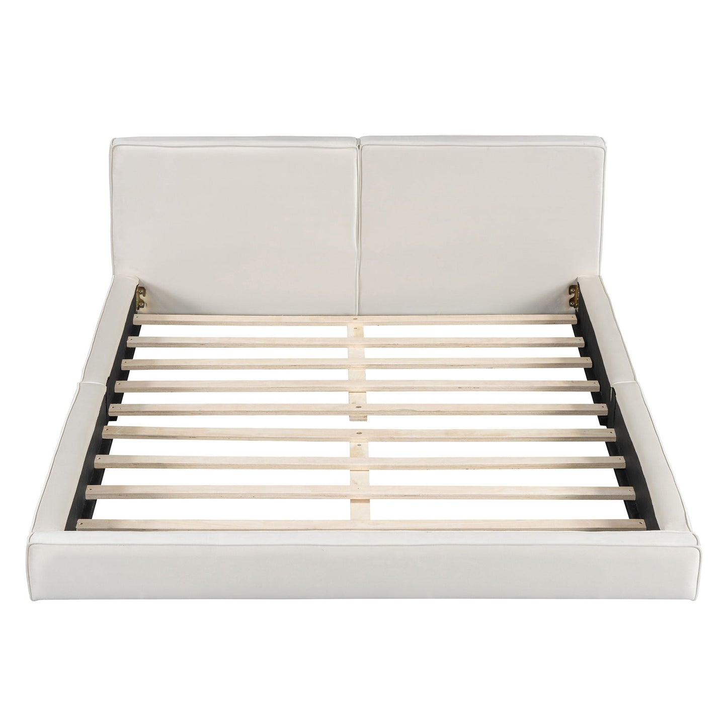 Upholstered Platform Bed, Grounded Bed With Solid Frame