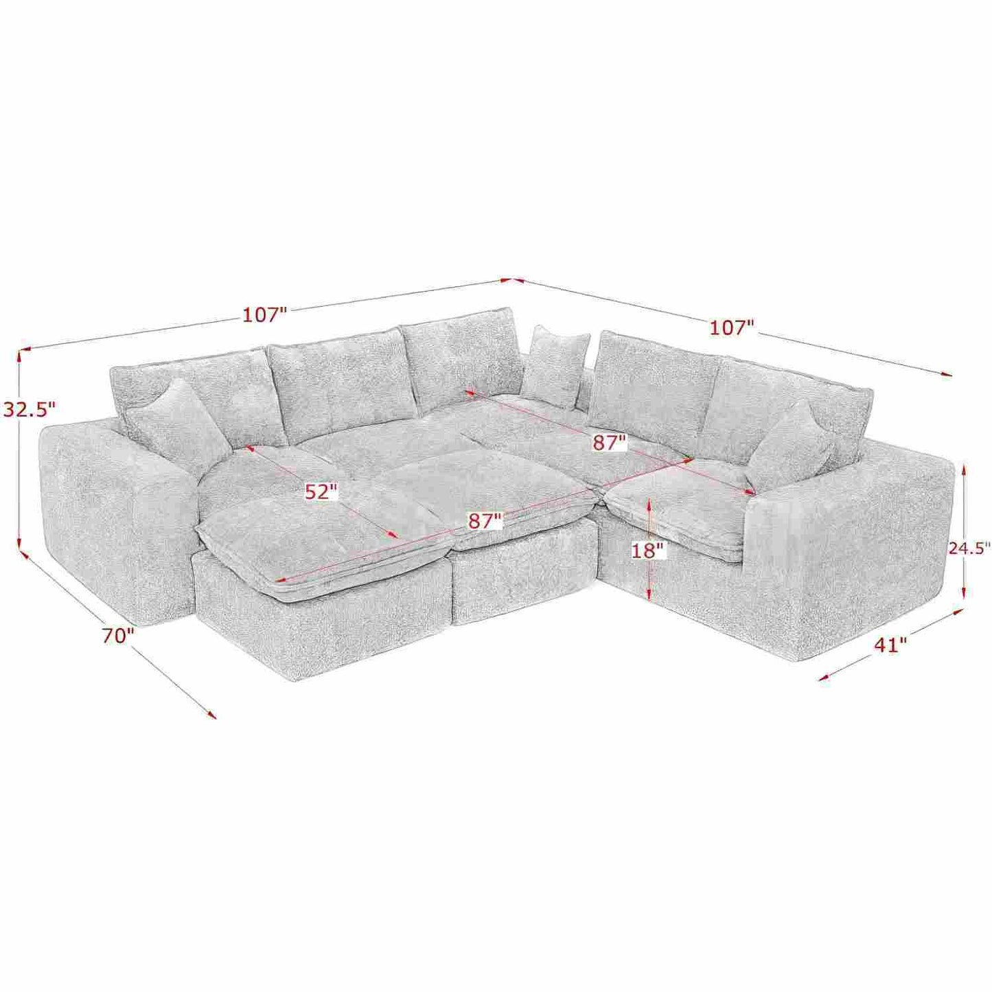 Sectional Sofa With Moveable Ottoman