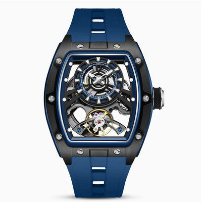 Mens Transparent Barrel-Shaped Fully Luminous Waterproof Mechanical Watch