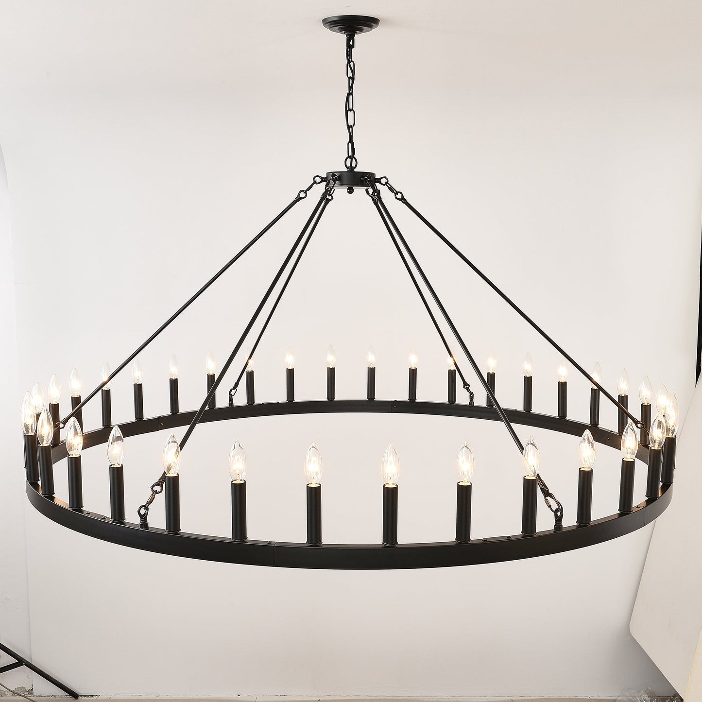 59.1 Inch 36-Light Wagon Wheel Chandelier