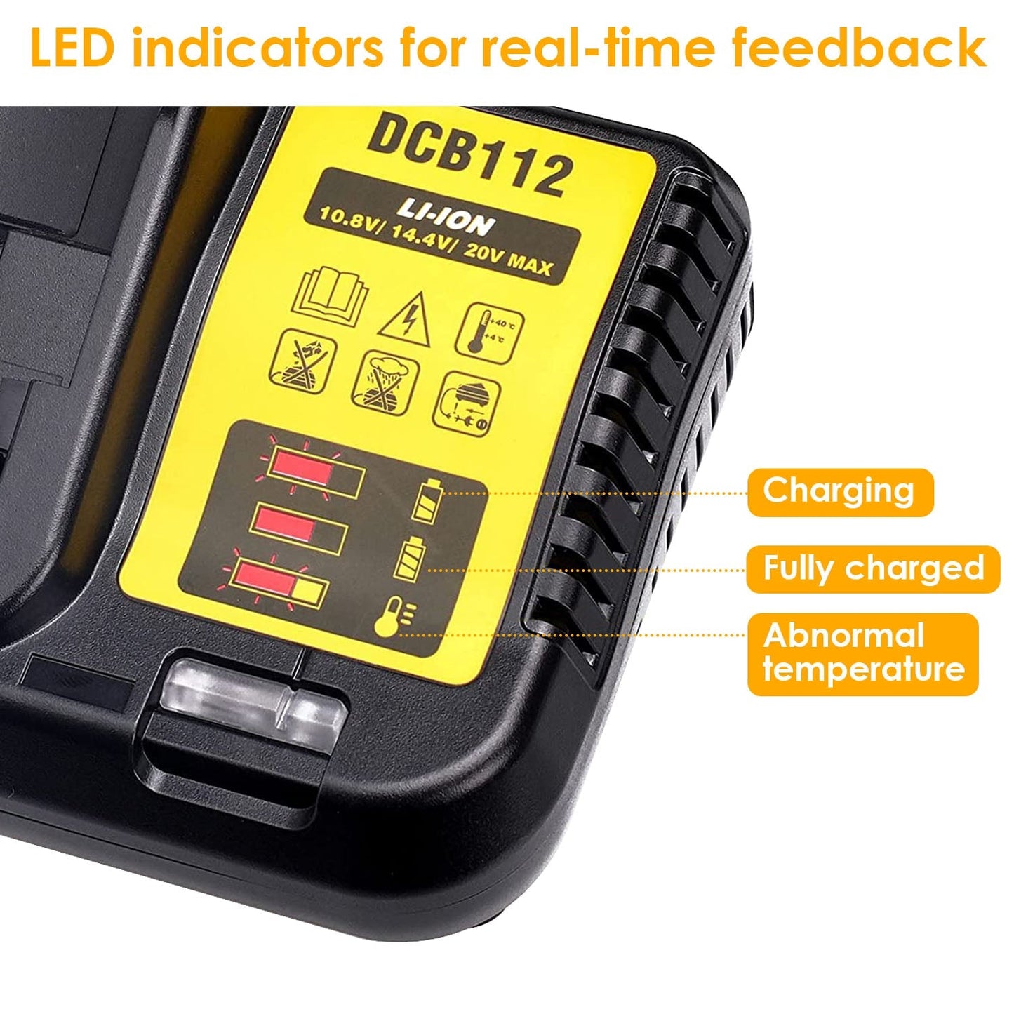 Rapid Charger Replacement Fit for Dewalt 10.8-20V Battery DCB107 DCB101 DCB200 DCB205