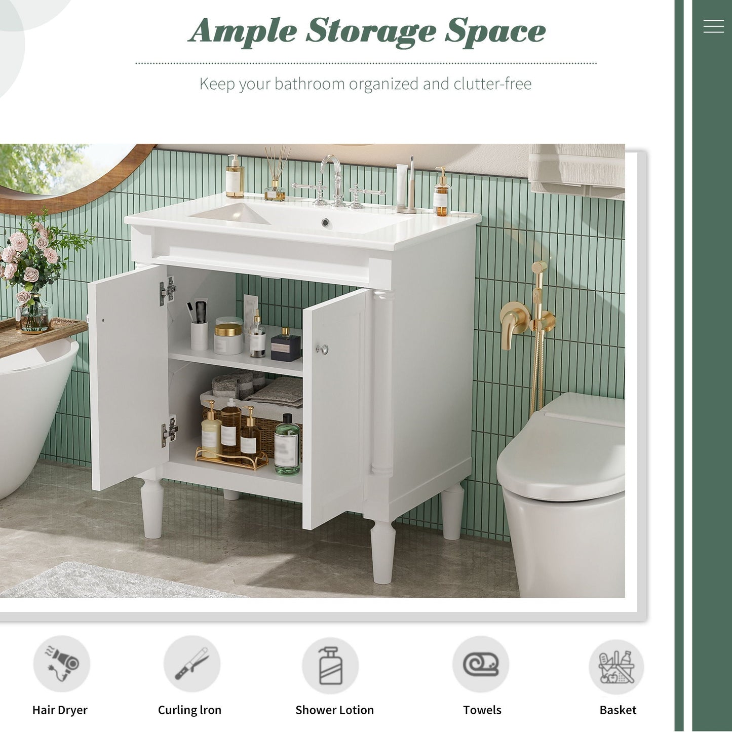 Bathroom Vanity Cabinet With Sink, Soft Close Doors, Storage Cabinet