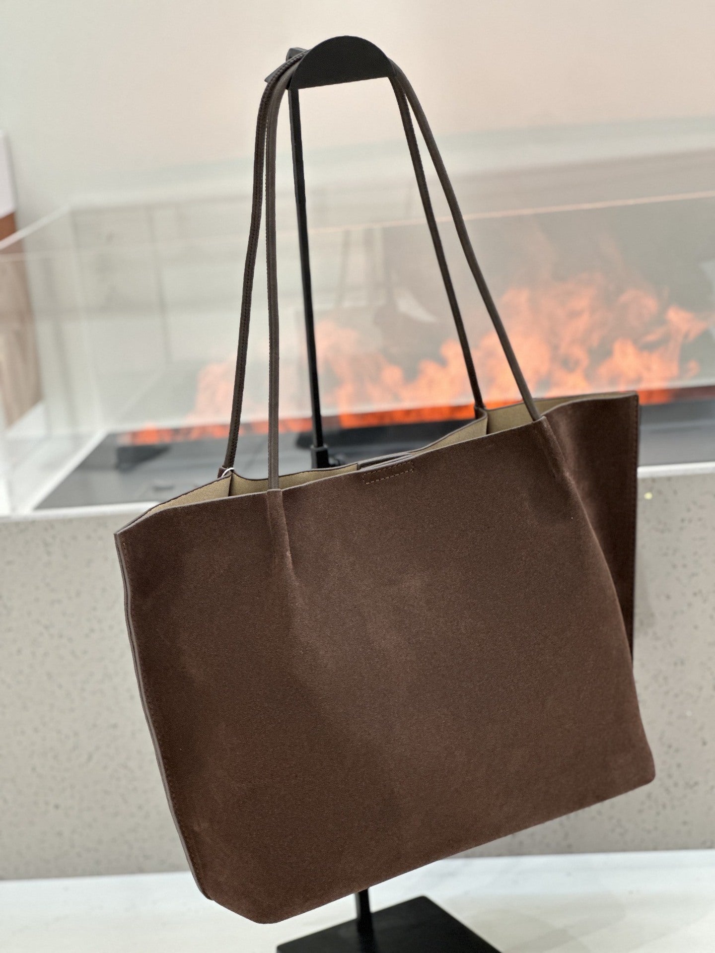 Custom Fall-Winter Minimalist Matte Leather Tote Bag, Large Capacity Genuine Leather Women S Bag, Commuter Handbag With Shoulder Strap And Inner Bag
