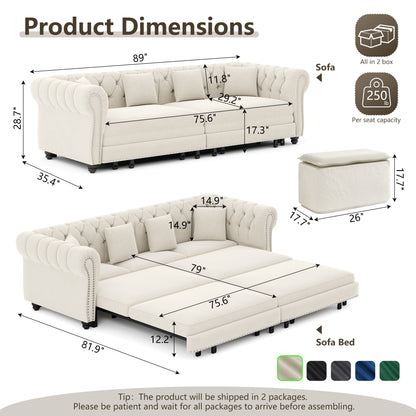 Chesterfield 3-in-1 Pull-Out Sofa Bed