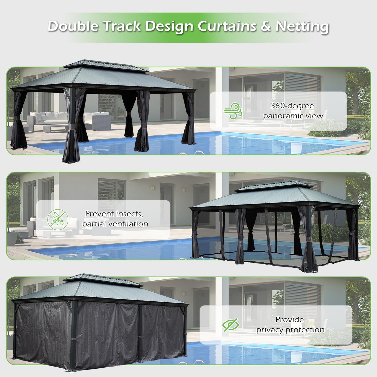 14'x22' Hardtop Gazebo with Resin Roof
