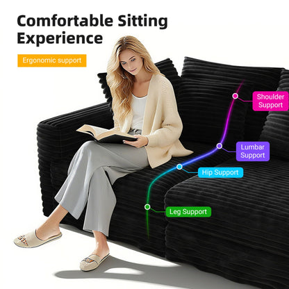 Convertible Deep Seat Sofa With Soft Pillows And Ottomans