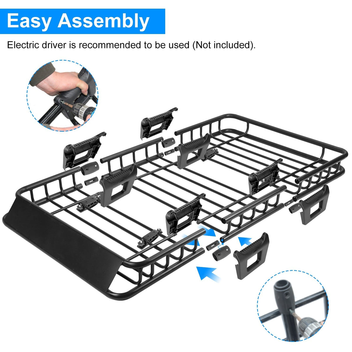 63x39x6.3in Universal Roof Rack Cargo Carrier Car Top Luggage Holder Basket withÊHook Strap Elastic Net