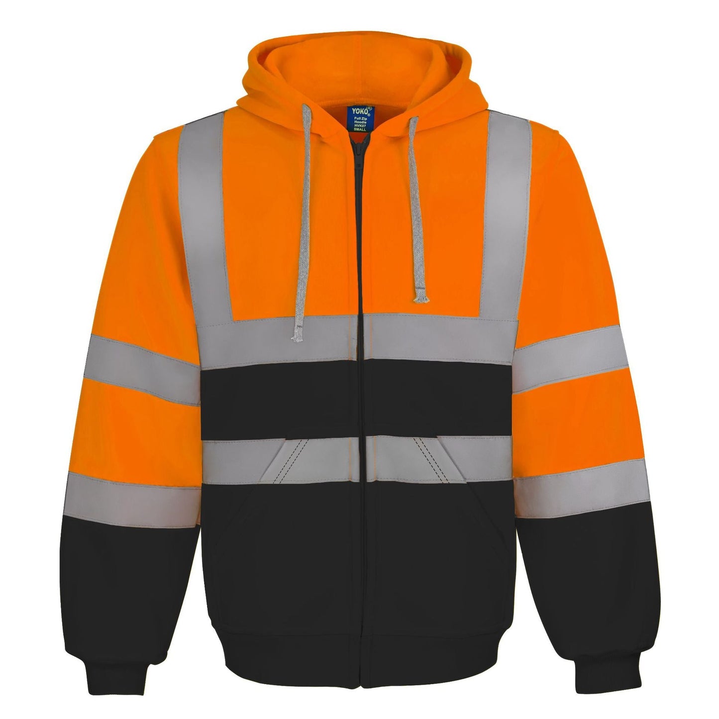 Reflective Hooded Zip-up Sweatshirt With Custom Printing And Embroidery For Export