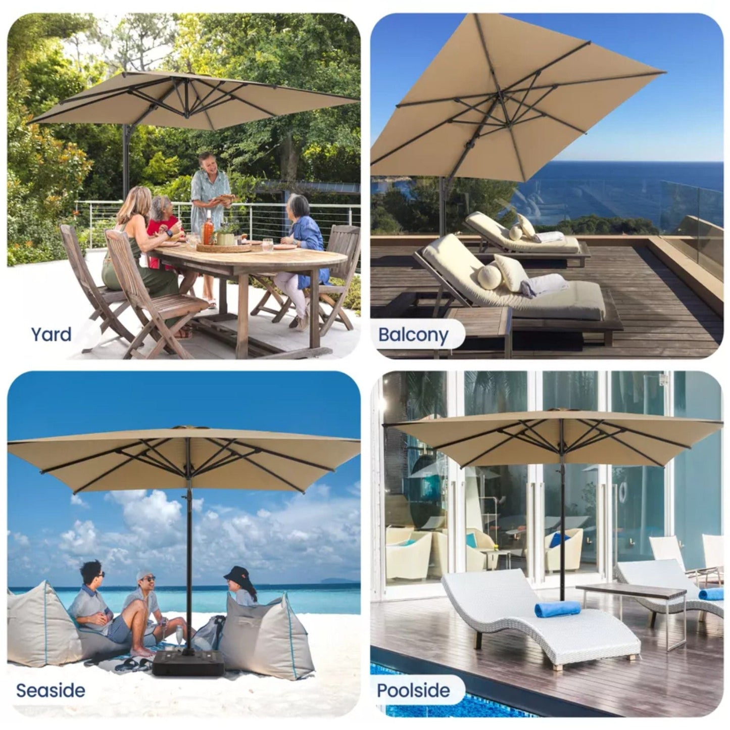 Round Cantilever Patio Umbrella With 360 Rotation & Infinite Tilt Adjustment