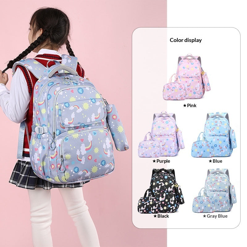 Back-protecting Large-capacity Three-piece Student School Bag Set