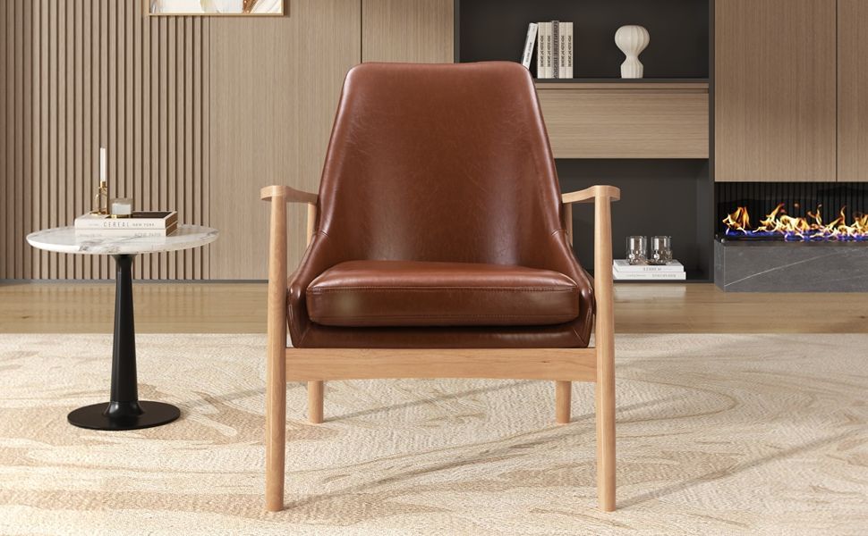 Mid-Century Modern Accent Armchair With High Back