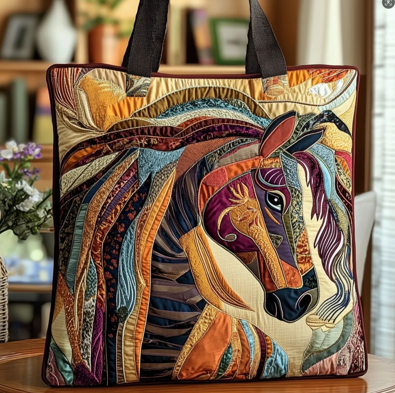 Digital-print Quilting Tote Bag, Commuter Casual Cotton-padded Jacket Bag