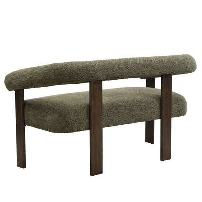 Round Armrest Loveseat (Green + Brown)