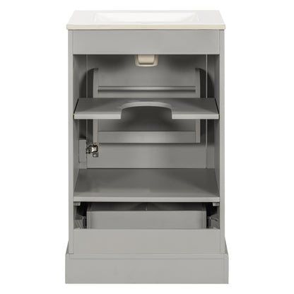 Bathroom Vanity With Sink, Soft Close Door, Adjustable U-Shaped Shelf