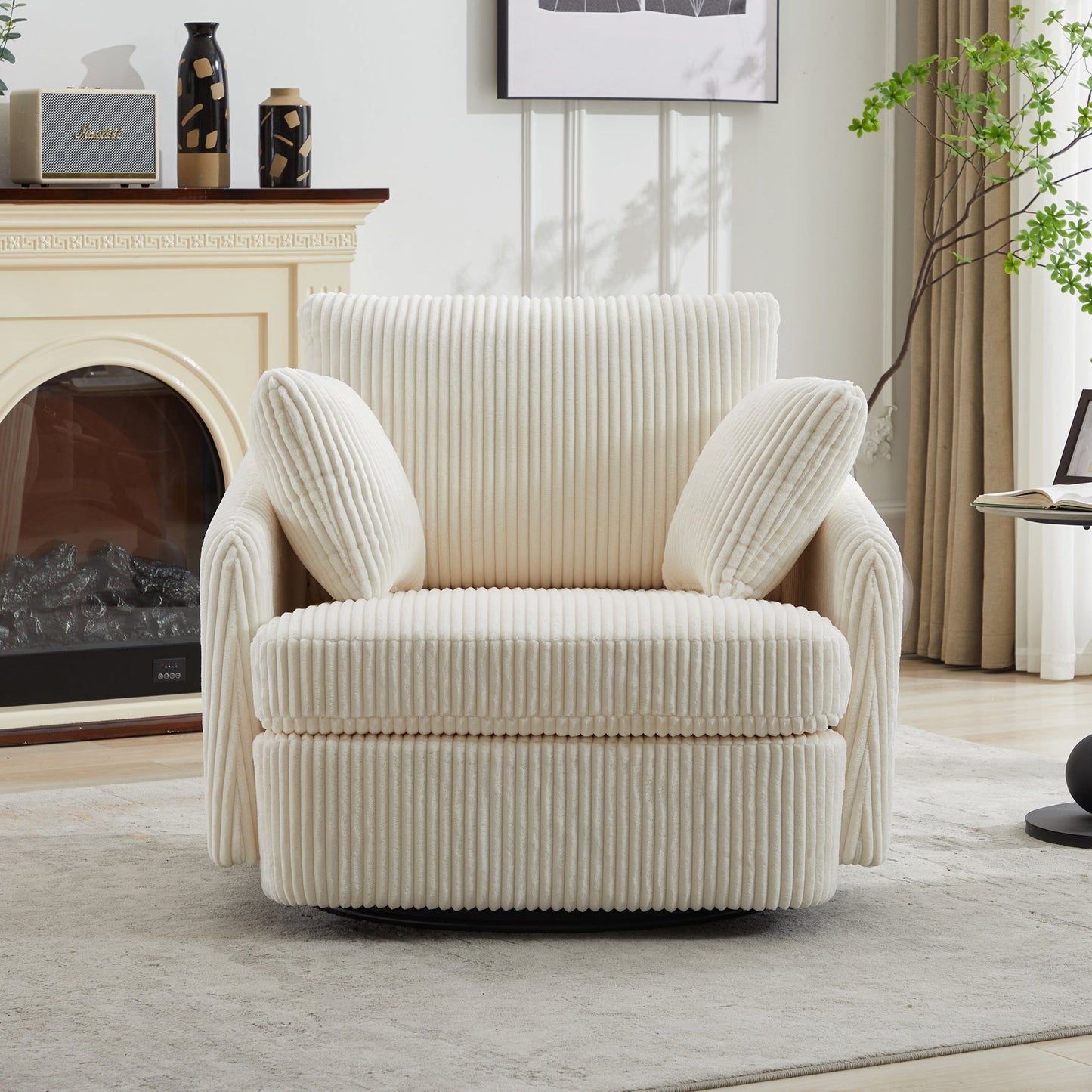 40.55''W Swivel Accent Chair with 2 Throw Pillows