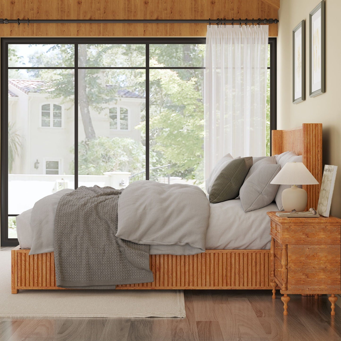 Platform Bed Frame With Headboard, Floor Standing Design