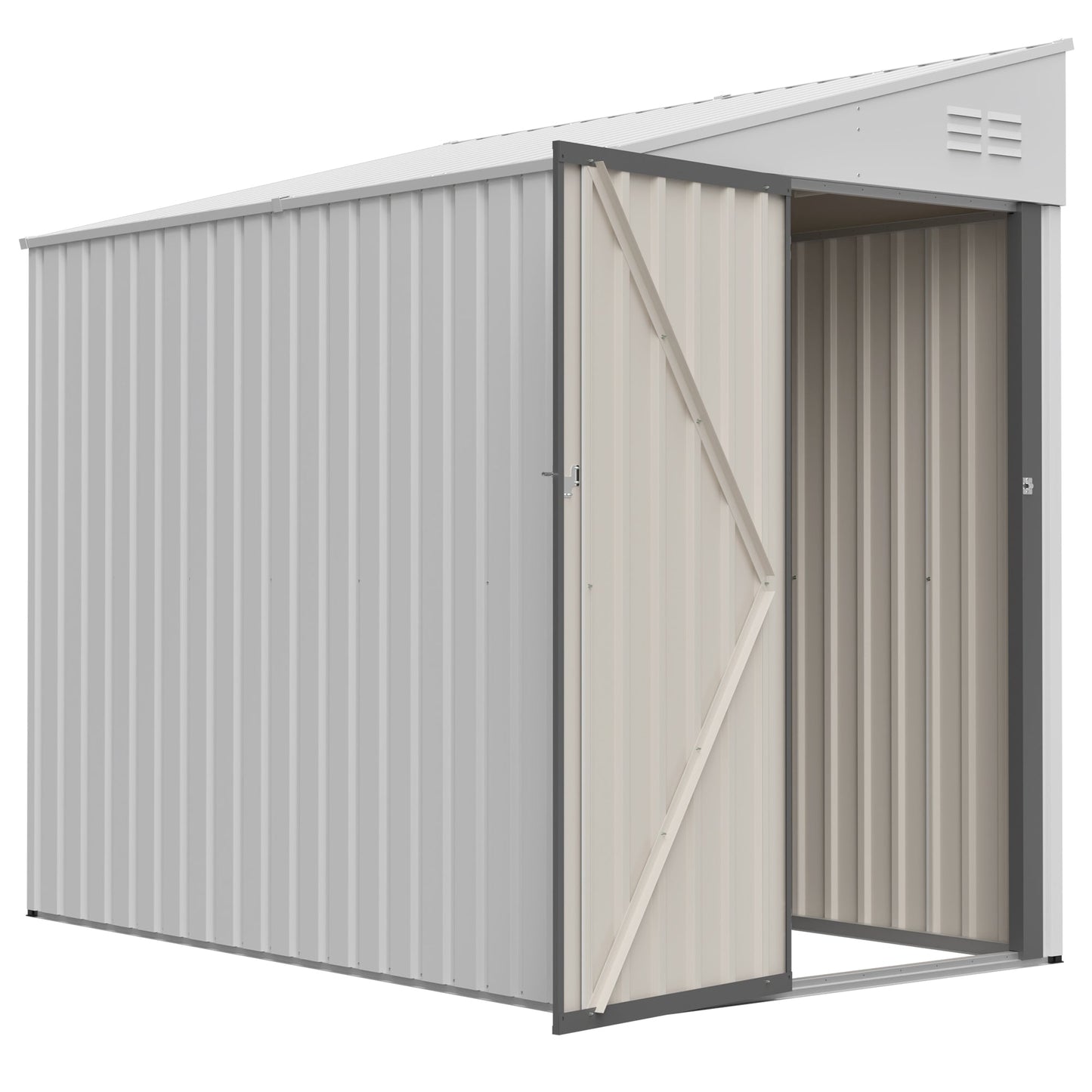 White 4' x 7' Lean-To Storage Shed