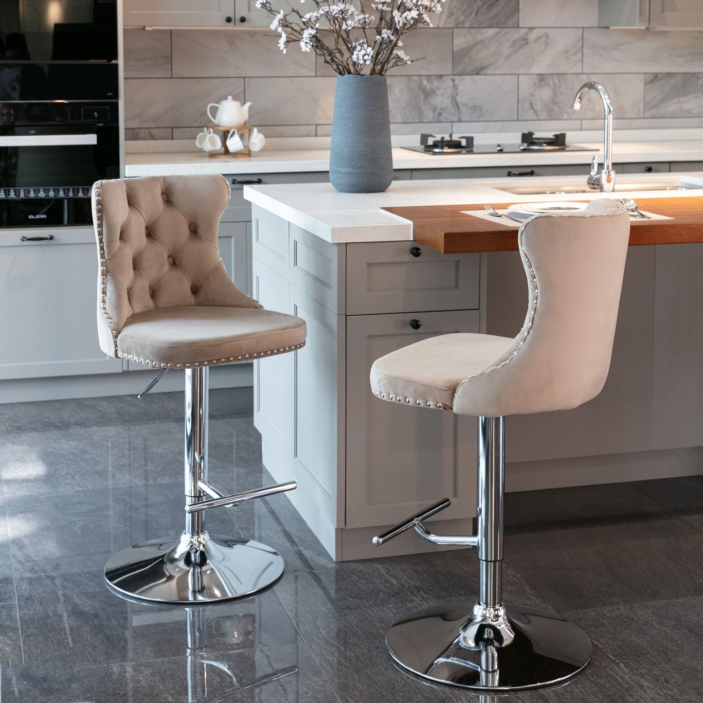 Swivel Adjustable Height Barstools Set of 2