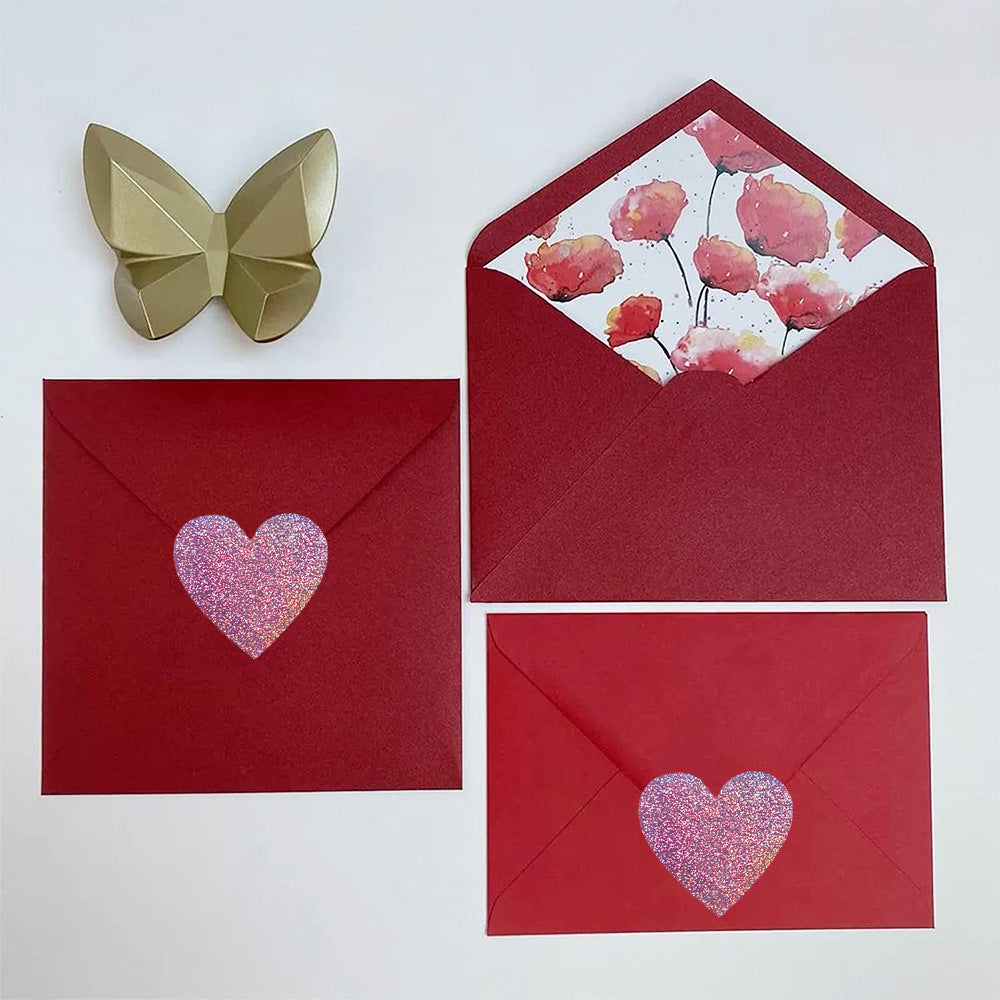 Love Heart Laser Valentine's Day Closure Sticker